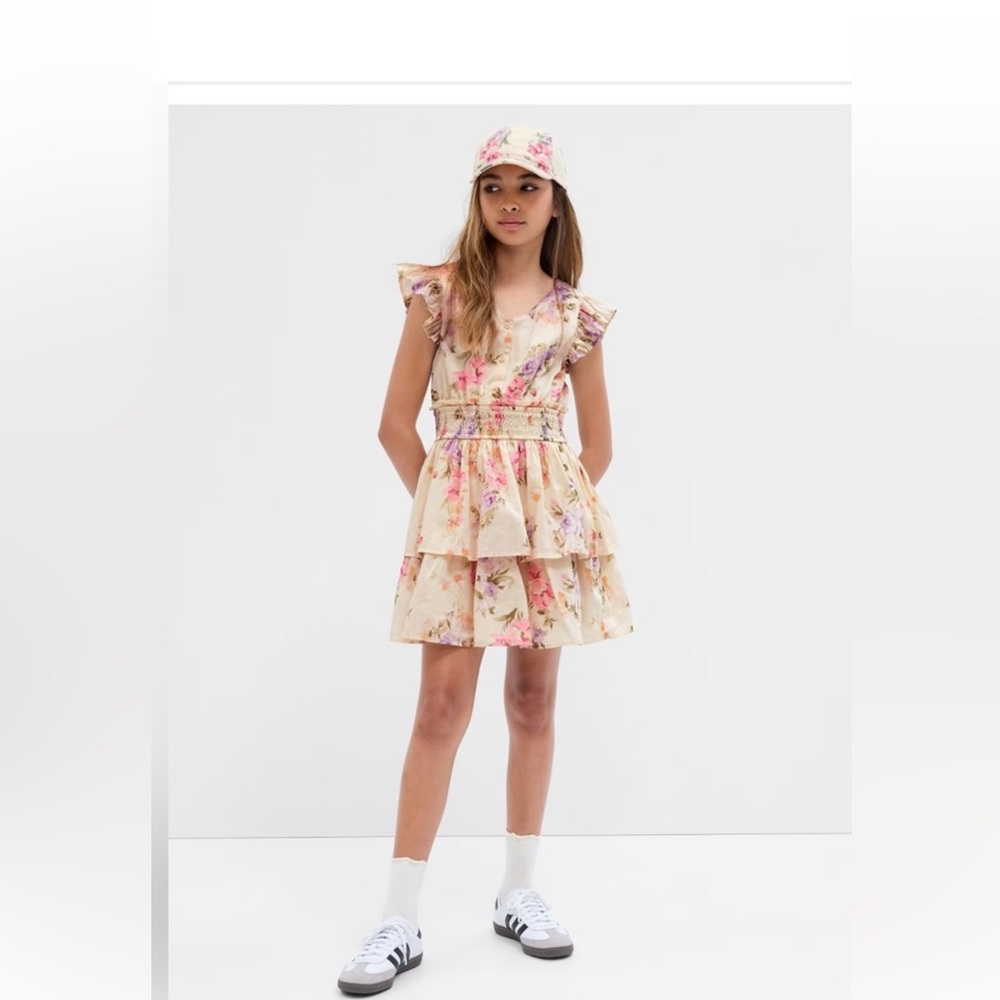 NWT Gap × LoveShackFancy Kids Floral Flutter Sleeve Mini Dress Size S (6/7)